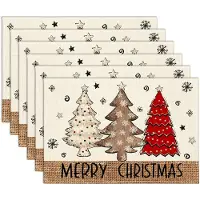Unyqoos Set van 6 afwasbare kerst placemats voor stijlvolle tafeldecoratie