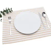 Unyqoos Placemat 4 stuks beige/wit gestreept (kleur en design naar keuze) 33 x 45 cm - hoogwaardig vervaardigde placemats van 100% katoen in Scandinavische landhuisstijl
