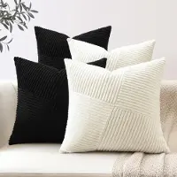 Unyqoos Corduroy Kussenslopen Set van 4 met Unieke Gestreepte Textuur voor Stijlvolle Decoratie