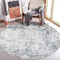 Unyqoos Moderne ronde vloerkleed 135 cm grijs abstract design voor woonkamer