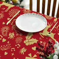 Unyqoos Rood vierkant kersttafelkleed afwasbaar 85x85 cm met modern elandontwerp