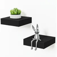 Unyqoos Zwarte zwevende wandplanken voor decoratie en functionele opslag