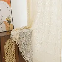Unyqoos Gezellige Beige Gordijnenset met Plooiband en Kwastjes voor Moderne Interieurs - Set van 2 Stuks