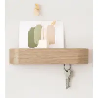 Unyqoos Moderne Minimalistische Sleutelhouder met Houten Plank en Versterkte Haken voor Muurmontage