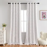 Unyqoos Roze verduisteringsgordijnen met pompons en thermische isolatie voor slaapkamer 245 x 140 cm
