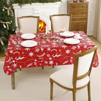 Unyqoos Feestelijk rood tafelkleed met hertenmotief voor kerstdecoratie en eettafel