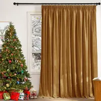 Unyqoos Elegant goudkleurig fluwelen gordijn met plooiband voor woonkamer