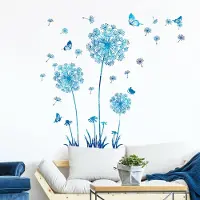 Unyqoos Decoratieve muursticker met blauwe bloemen en vlinders voor elke ruimte