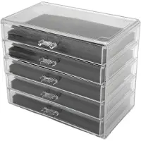 Unyqoos Transparante acryl sieraden- en make-uporganizer met vijf stapelbare laden
