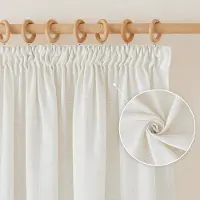 Unyqoos Luxe Linnen Look Gordijnen Set van Twee voor Woonkamer en Slaapkamer, Half-Transparant, 245 x 140 cm