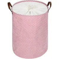 Unyqoos Stijlvolle Opvouwbare Ronde Wasmand met Trekkoordsluiting voor Diverse Opslagbehoeften