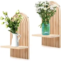 Unyqoos Set van twee houten zwevende wandrekken voor stijlvolle wanddecoratie