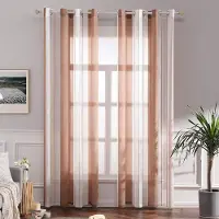 Unyqoos Transparante Gordijnset met Klassiek Strepenpatroon en Inslagringen voor Woon- en Slaapkamer