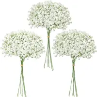 Unyqoos Set van 24 realistische kunstbloemen (Gypsophila) – flexibele, niet-giftige kunststofstelen, gemakkelijk te onderhouden, geschikt voor decoratie, bruiloften en vazen