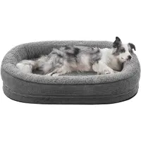 Unyqoos Orthopedisch hondenbed met nekrolkussen en waterdichte hoes voor middelgrote honden