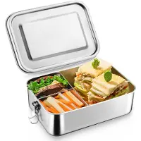 Unyqoos Roestvrijstalen lunchbox met vakken voor school, kantoor en buitenactiviteiten