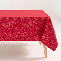 Unyqoos Elegante rode tafelloper met bloemenpatroon en gouden accenten voor kerstdecoratie