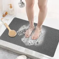 Unyqoos Antislip douchemat, 60 x 60 cm, zachte luffa anti-schimmel PVC badmat voor douchecabine badkamer, grijs