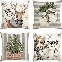 Unyqoos Set van 4 decoratieve kussenslopen voor sfeervolle kerstversiering