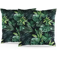 Unyqoos Set van 2 decoratieve kussenslopen met tropisch bladerpatroon voor binnen en buiten