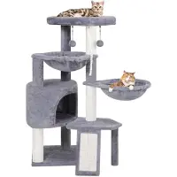 Unyqoos Grijze kattenboom met huisje en hangmatten voor speelse katten