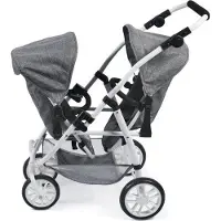 OEM Kinderrad met dubbele zitplaatsen - Buggy - voor tweelingen - met 3-voudige opstap - Grijs