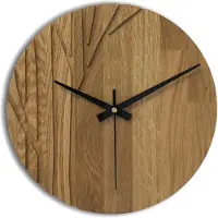 OEM Grote Wandklok Gemaakt van Echt Eikenhout, Moderne Houten Wandklok, Woondecoratie Gemaakt van Eikenhout - Natuurlijk Hout, 50 cm