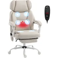 HOMCOM bureaustoel - met vibratiemassage en verwarming - crèmewit