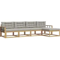 vidaXL Buiten bank set 4 st Wit en Lichtgrijs Polyester