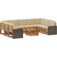 vidaXL Buiten bank set 10 st Natuurlijk en Beige Polyester