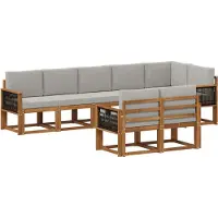 vidaXL Buiten bank set 8 st Naturel en lichtgrijs Polyester