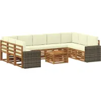 vidaXL Sofa-Sets 10 pcs Natuurlijk en Crème Massief Acacia Hout