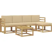 vidaXL Buiten bank set 6 st Wit en Beige