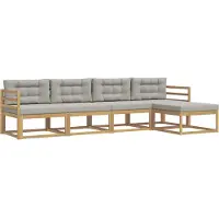 vidaXL Buiten bank set 4 st Wit en Lichtgrijs Polyester