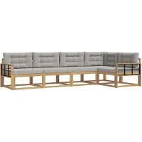vidaXL Buiten bank set 4 st Wit en Lichtgrijs Polyester
