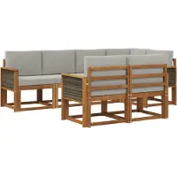 vidaXL Buiten bank set 7 st Naturel en lichtgrijs Polyester