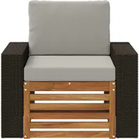 vidaXL Buiten Midden Sofa Natuurlijk en Lichtgrijs Massief Acacia Hout