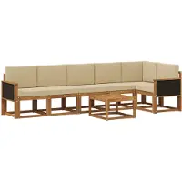vidaXL Buiten bank set 7 st Natuurlijk en Beige Polyester