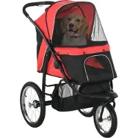 PawHut -Hundebuggy-Polyester, Stahl-111L x 58B x 107H cm-Rot