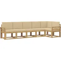 vidaXL Buiten bank set 6 st Wit en Beige Polyester