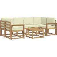 vidaXL Buiten bank set 7 st Wit en crèmekleurig