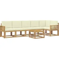 vidaXL Buiten bank set 7 st Wit en crèmekleurig Polyester