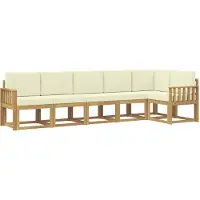 vidaXL Buiten bank set 6 st Wit en crèmekleurig Polyester