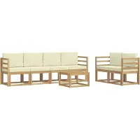 vidaXL Buiten bank set 7 st Wit en crèmekleurig