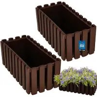 KOTARBAU 2 st Balkonbak, Bloembak voor Balkon, Kunststof Balkonbak, 38 x 18 x 16 cm, Bruin, Balkon Plantenbak, Rechthoekig, Weerbestendige Plantenbak
