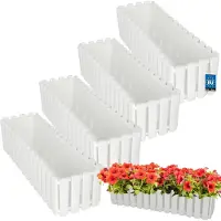 KOTARBAU 4 st Balkonbak, Bloembak voor Balkon, Kunststof Balkonbak, 58 x 18 x 16 cm, Wit, Balkon Plantenbak, Rechthoekig, Weerbestendige Plantenbak