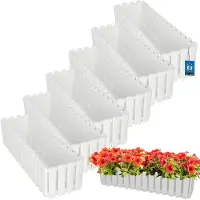 KOTARBAU 6 st Balkonbak, Bloembak voor Balkon, Kunststof Balkonbak, 58 x 18 x 16 cm, Wit, Balkon Plantenbak, Rechthoekig, Weerbestendige Plantenbak