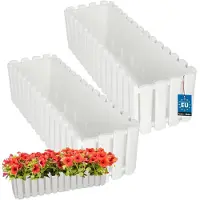 KOTARBAU 2 st Balkonbak, Bloembak voor Balkon, Kunststof Balkonbak, 58 x 18 x 16 cm, Wit, Balkon Plantenbak, Rechthoekig, Weerbestendige Plantenbak