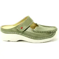 Wolky Instapper Women Roll Slipper Fantastic Leather Sage Green-Schoenmaat 42