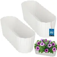 KOTARBAU 2 st. Balkonbak, Bloembak voor Balkon, Kunststof, 40 x 13 x 13 cm, Wit, Plantenbak Balkon, Groot, Rustiek, Weerbestendig Plantenbak, voor Binnen en Buiten